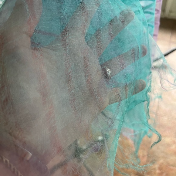 Silk Teal and Purple Sheer Scarf - Picture 13 of 14